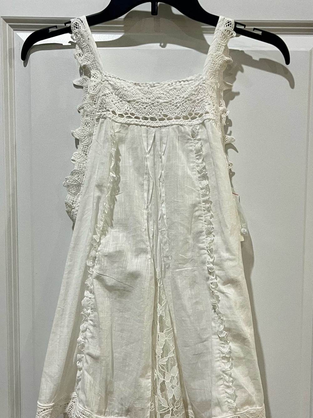 Anthropologie White Crochet-Detail Sleeveless Tunic Top